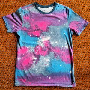Nike SB Short Sleeve T Shirt Crew Neck Space Tie Dye Blue Pink L